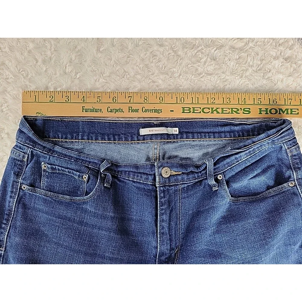 Levi Women's 515 Bootcut Stretch Dark Wash Mid Rise Denim Jeans | Sz 14 (32x32) - Picture 10 of 14